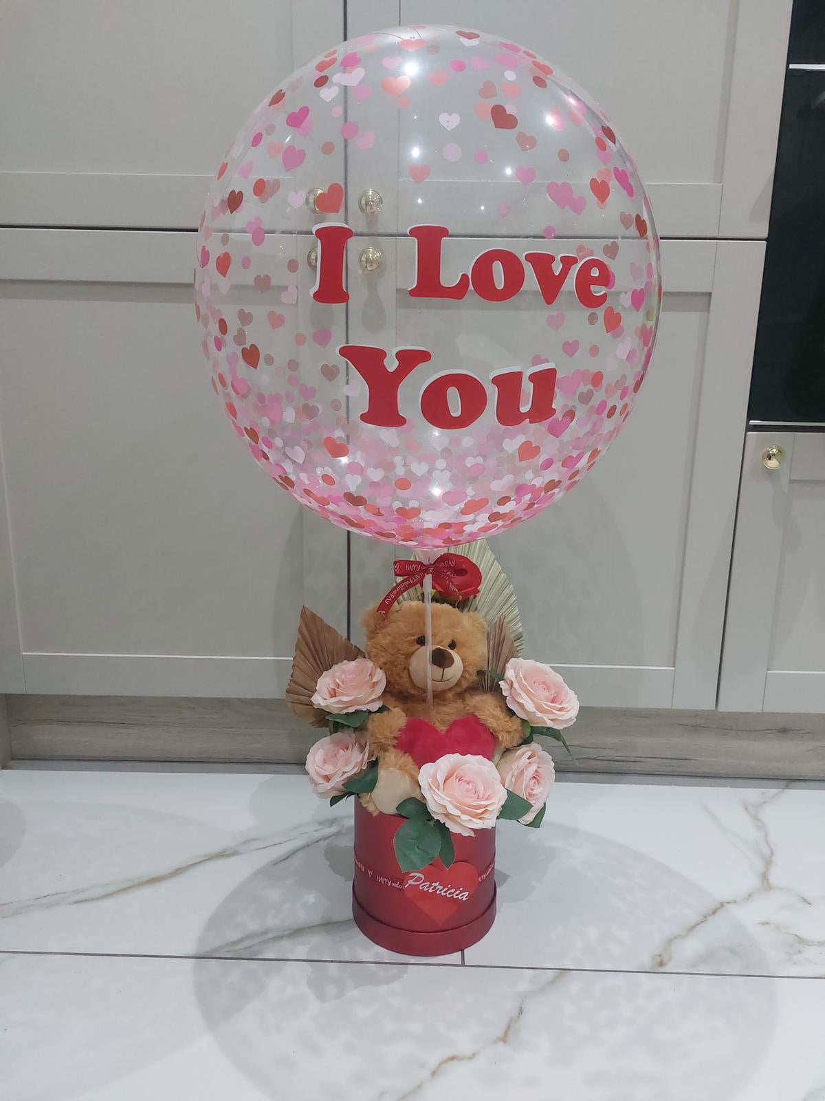 Valentine's Balloon Teddy Bear Box