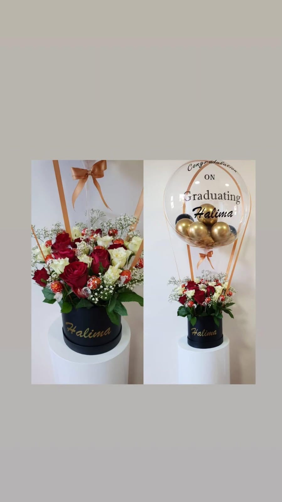 Balloon In A Hat Box Of Flowers With Balloons