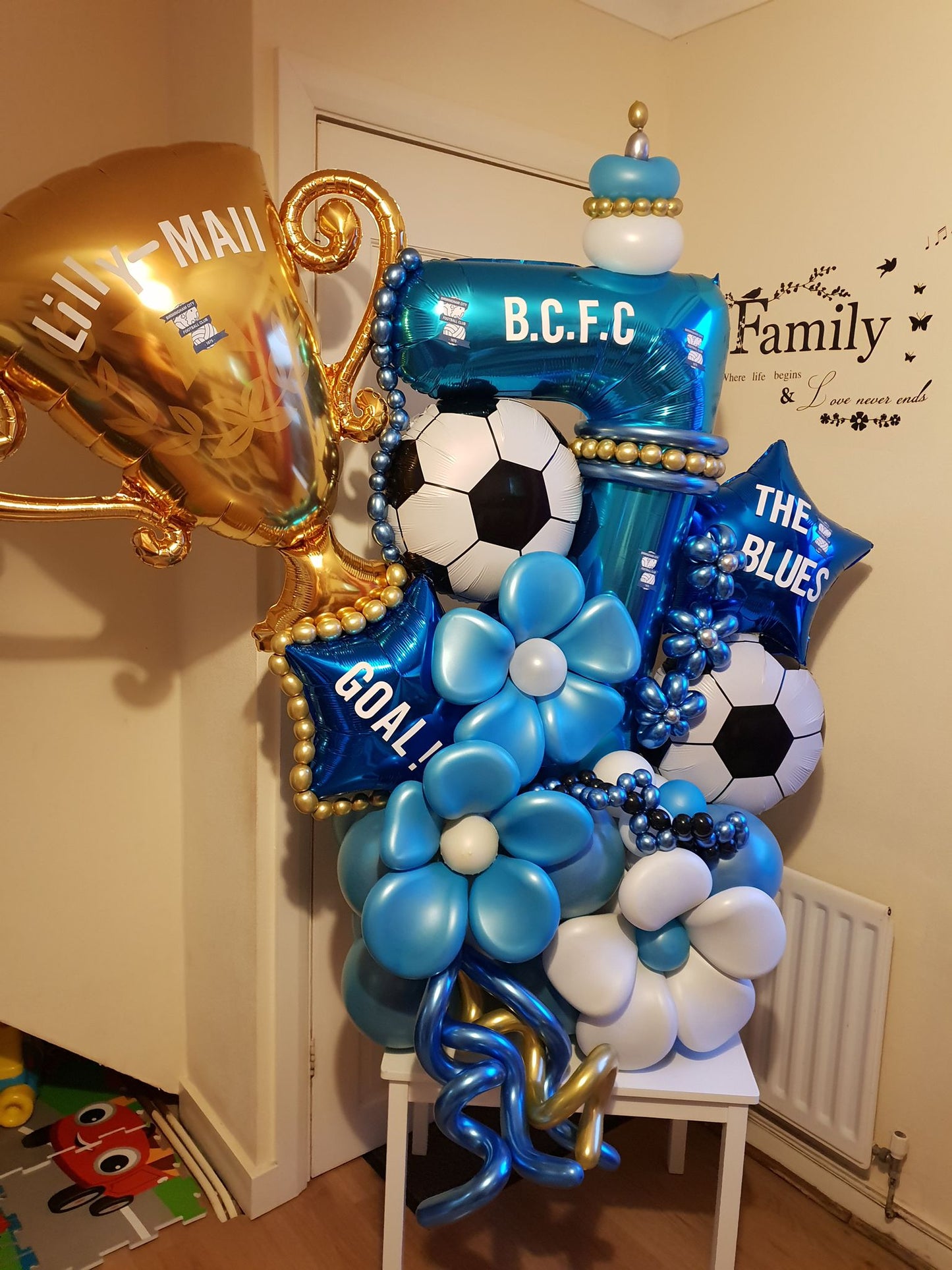The Blues Football Single Number Balloon Bouquet
