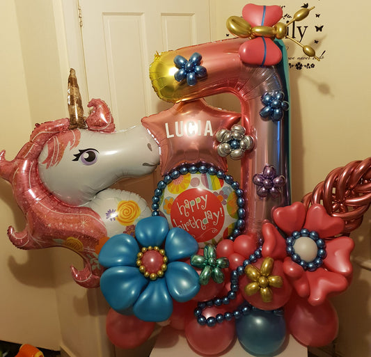 Unicorn Single Number Balloon Bouquet