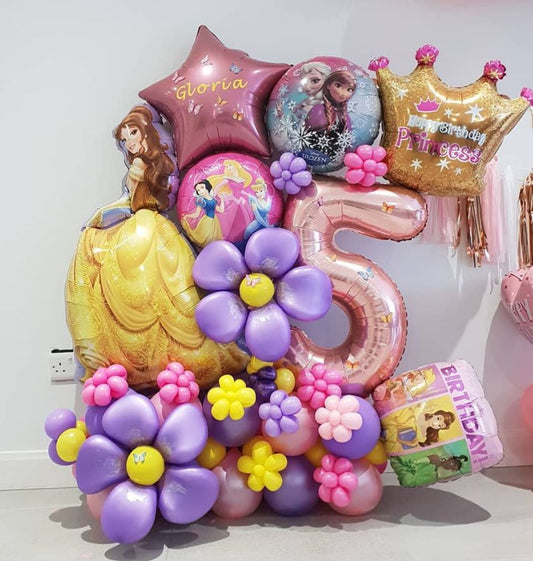 Princesses Single Number Balloon Bouquet