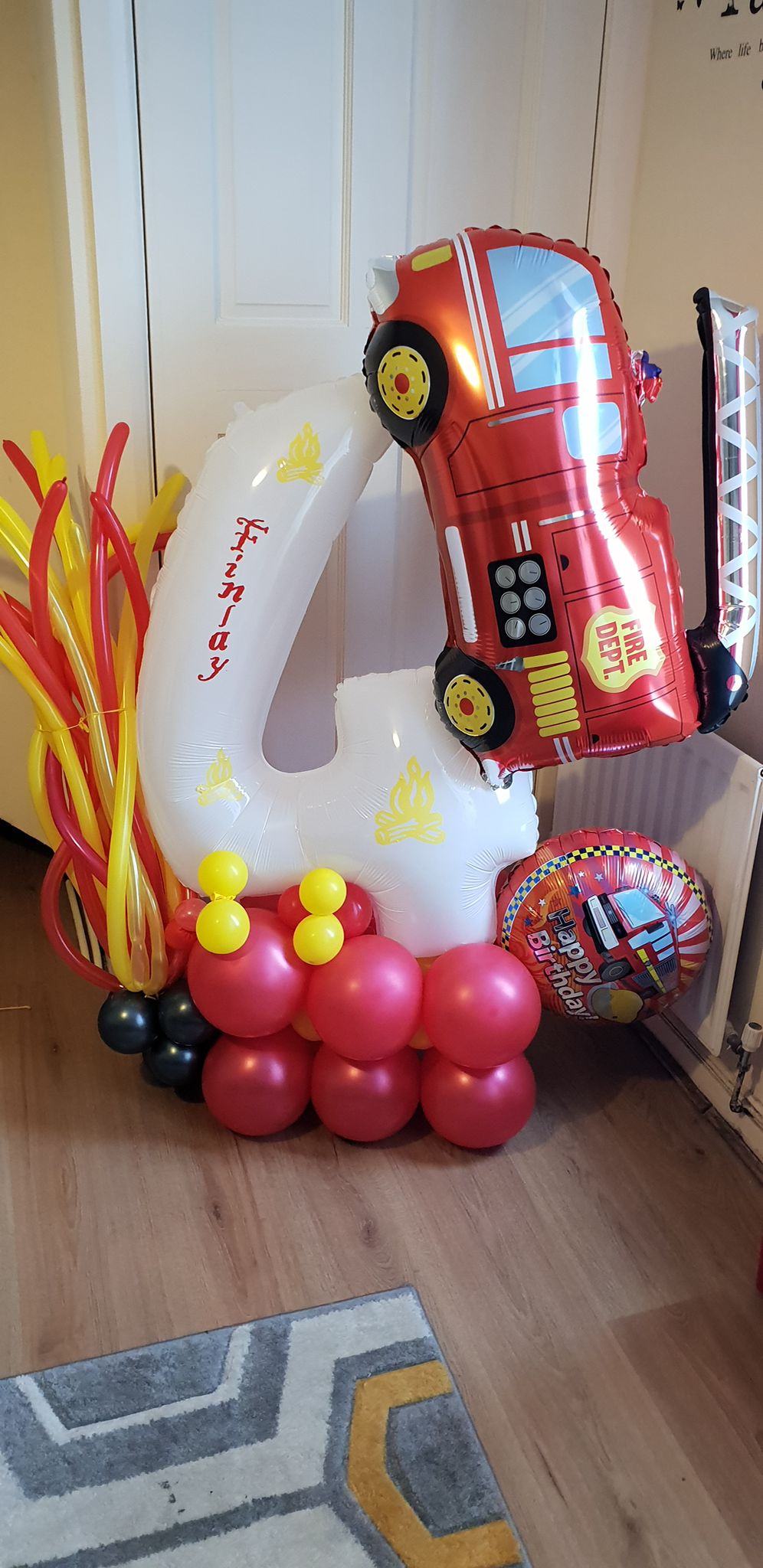 Fire Truck Single Number Balloon Bouquet