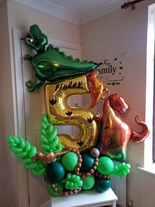 Dinosaurs Single Number Balloon Bouquet