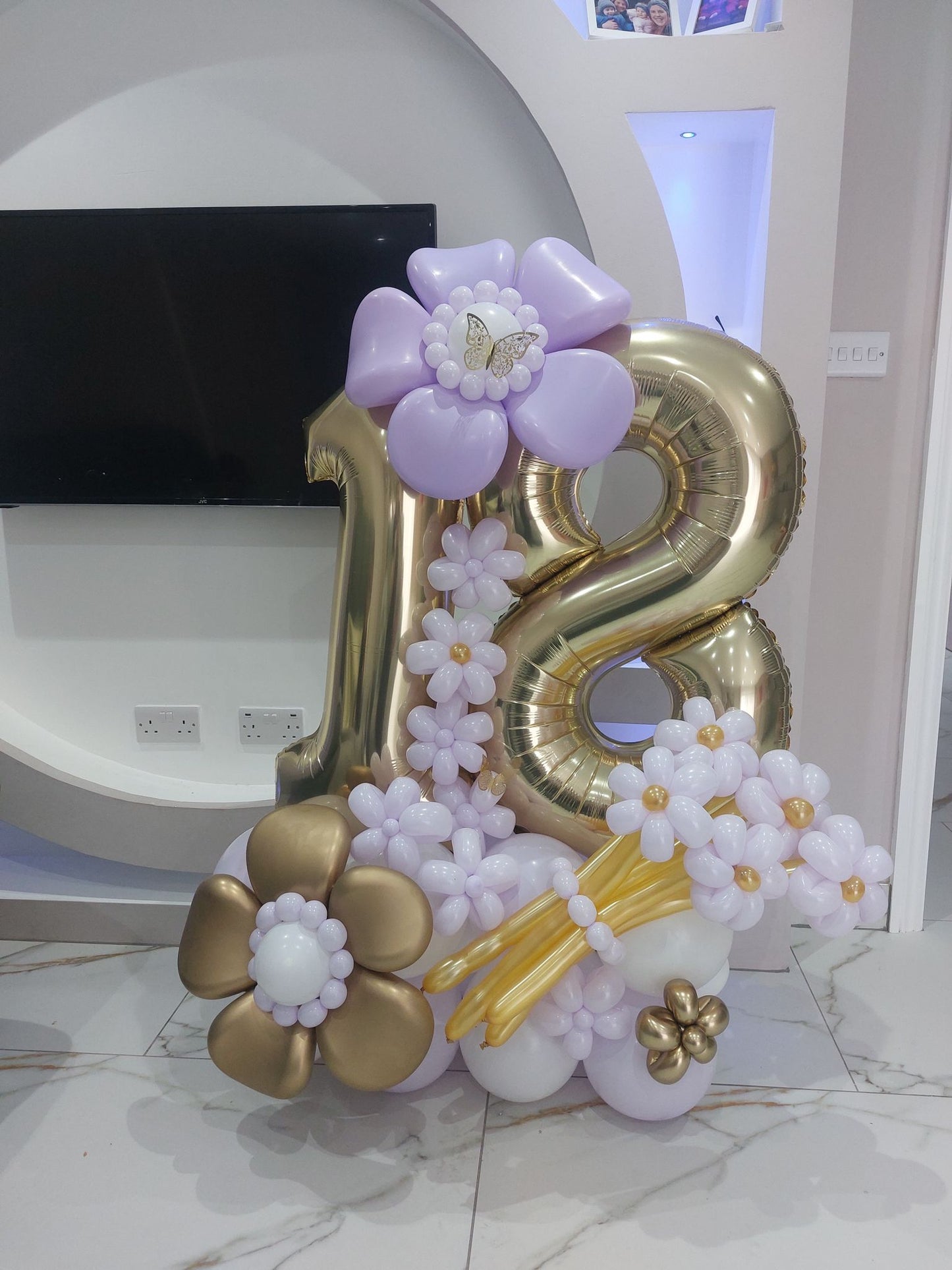 Flowers Double Number Balloon Bouquet