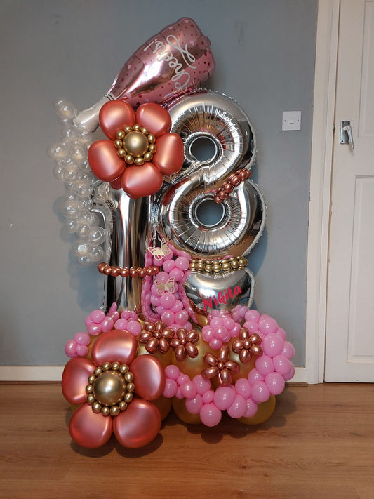 Large Champagne Double Number Balloon Bouquet