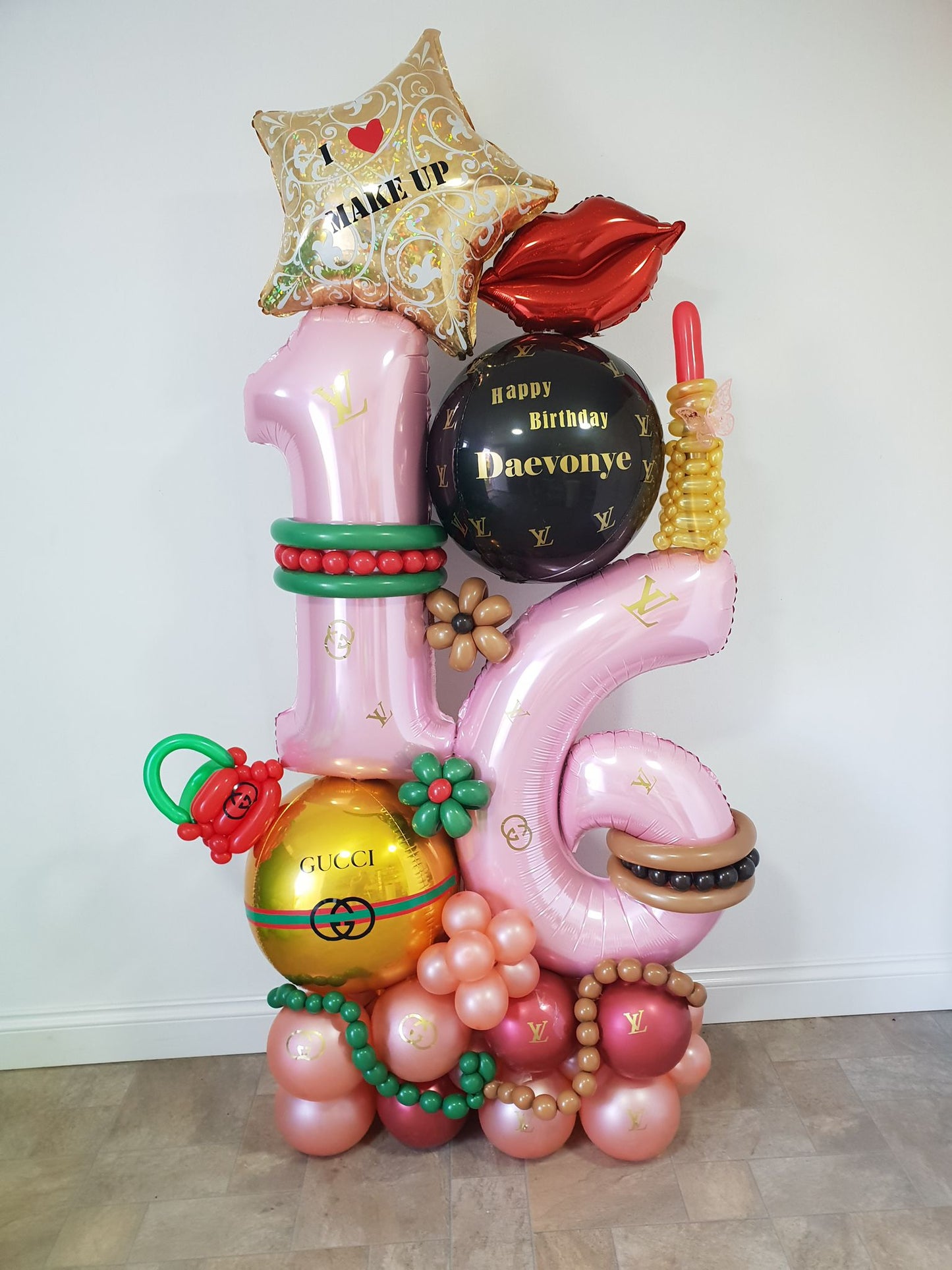 Gucci and LV Double Number Balloon Bouquet