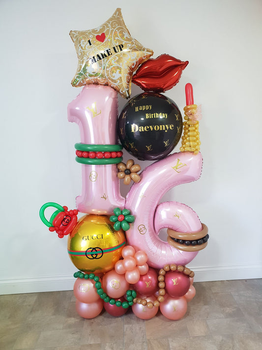 Gucci and LV Double Number Balloon Bouquet