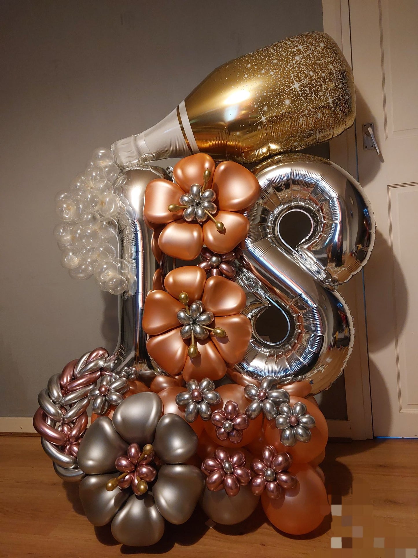 Large Champagne Double Number Balloon Bouquet
