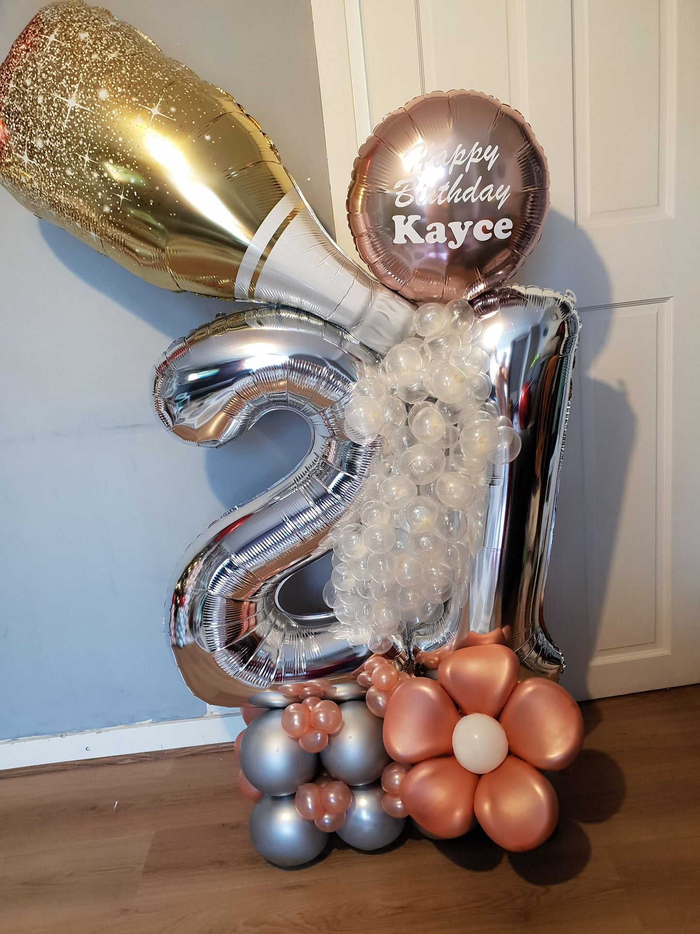 Small Champagne Double Number Balloon Bouquet