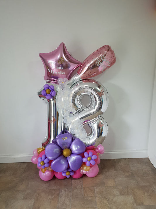 Small Champagne Double Number Balloon Bouquet