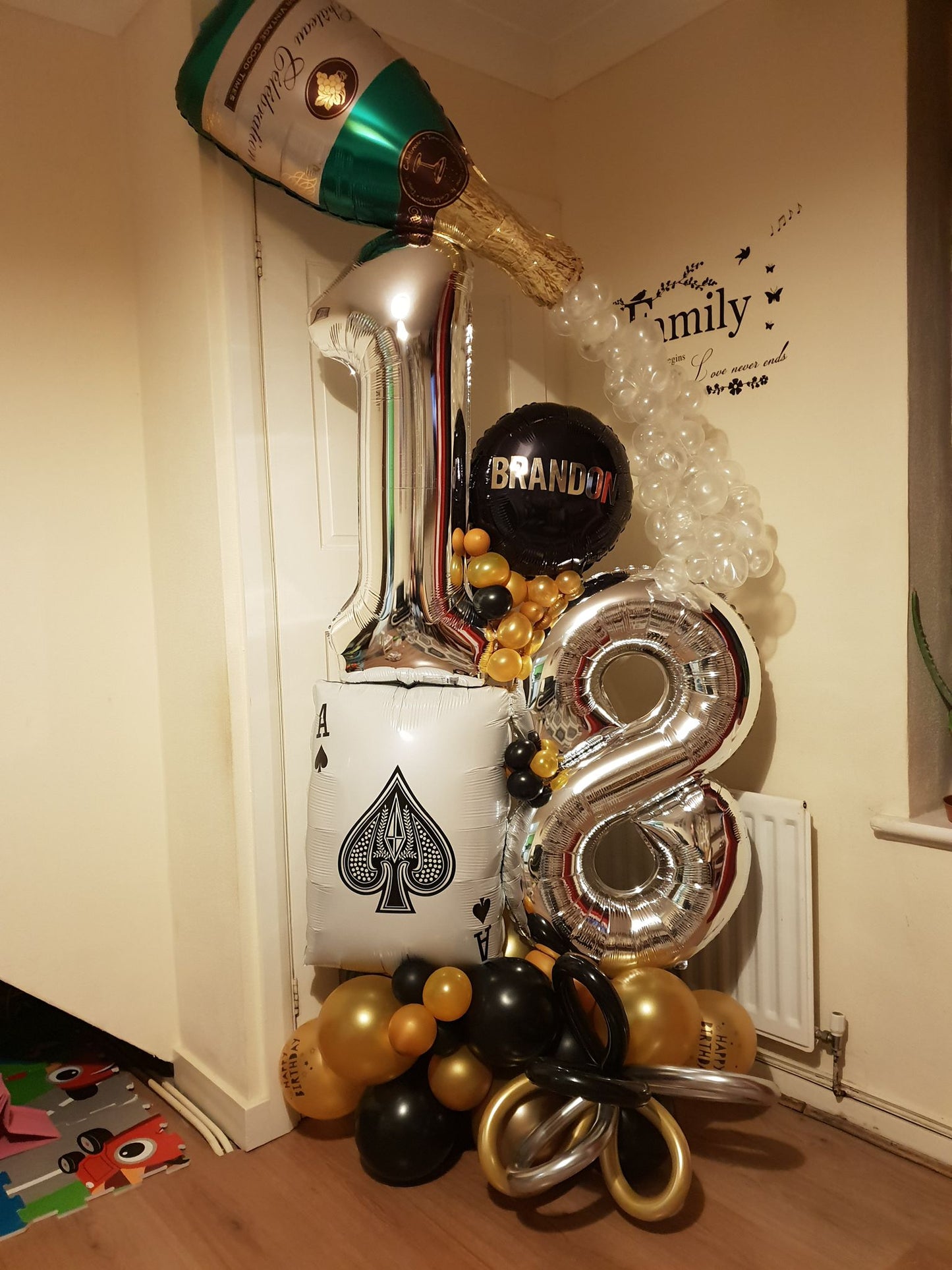 Champagne and Cards Double Number Balloon Bouquet