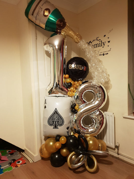 Champagne and Cards Double Number Balloon Bouquet